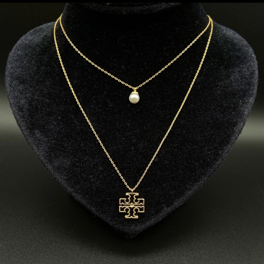 Tory Burch Gold Necklace with Pearl Accent